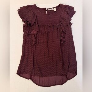 Anthropologie Deep Purple/ Maroon Ruffle Blouse